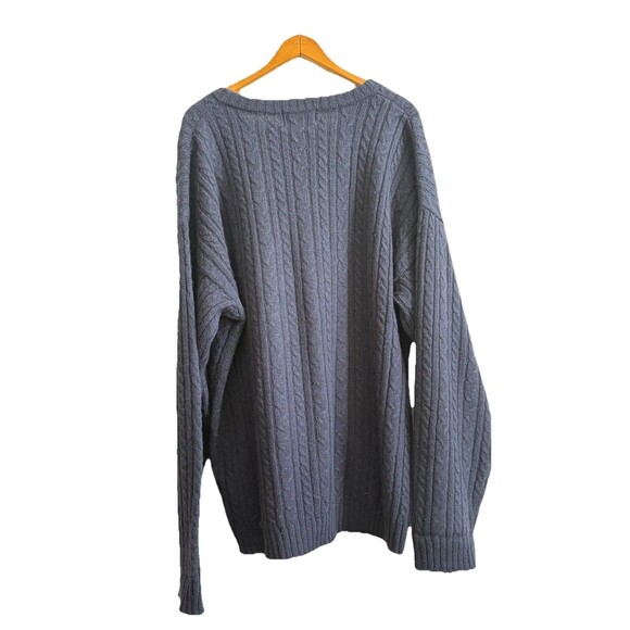 VTG Eddie Bauer Sweater Mens X-Large Navy Cable Knit Wool Grandpa Fisherman 90s - Picture 16 of 16